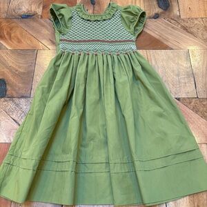 Le’ Za Me Smocked Green Kids Dress